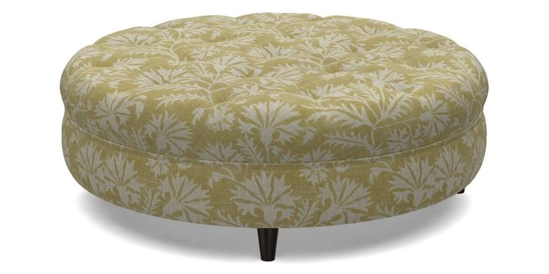 Helmsley Round Footstool in Linwood Omega Velvet Navy
