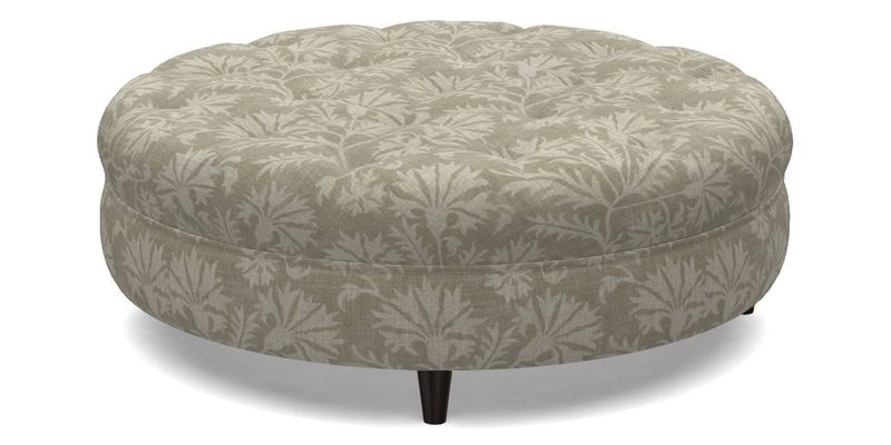 Helmsley Round Footstool in Linwood Omega Velvet Navy