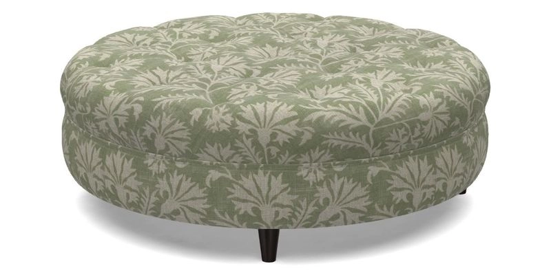 Helmsley Round Footstool in Linwood Omega Velvet Navy