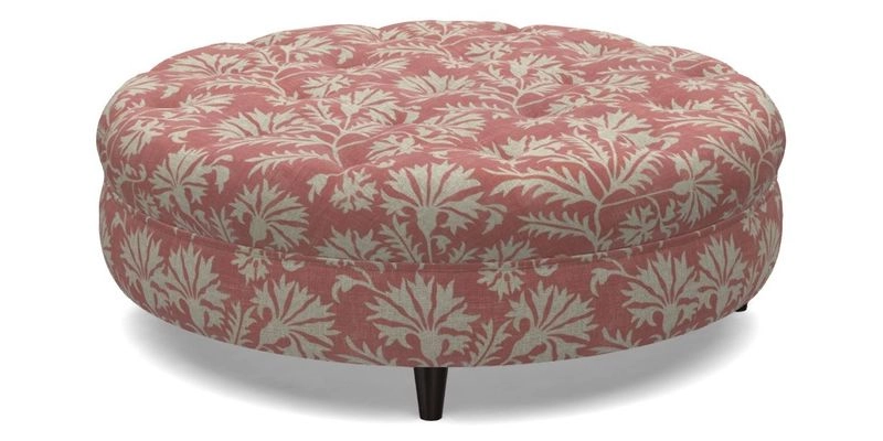 Helmsley Round Footstool in Linwood Omega Velvet Navy