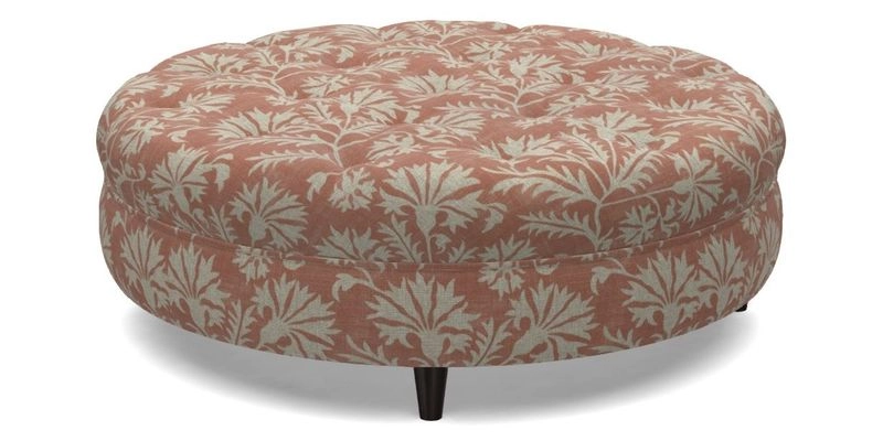 Helmsley Round Footstool in Linwood Omega Velvet Navy