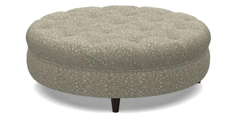 Helmsley Round Footstool in Linwood Omega Velvet Navy