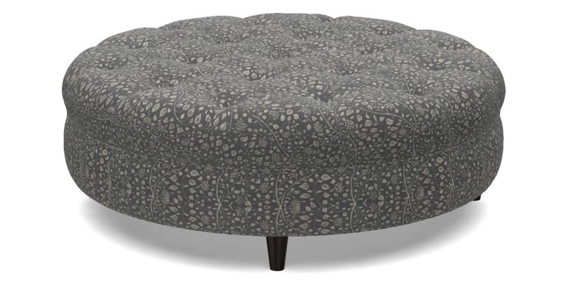 Helmsley Round Footstool in Linwood Omega Velvet Navy