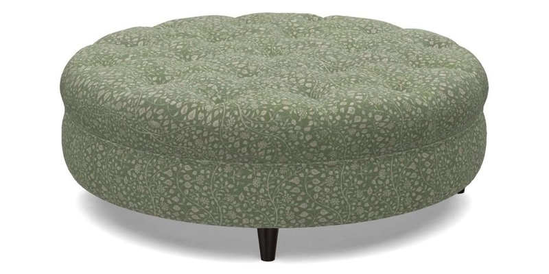 Helmsley Round Footstool in Linwood Omega Velvet Navy