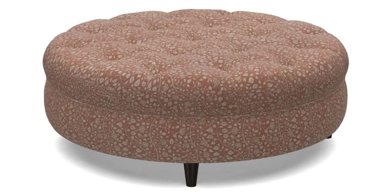 Helmsley Round Footstool in Linwood Omega Velvet Navy