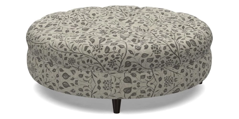 Helmsley Round Footstool in Linwood Omega Velvet Navy