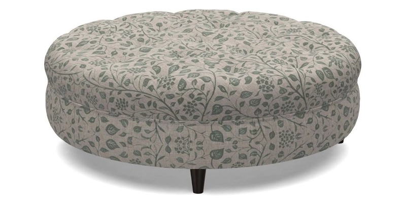 Helmsley Round Footstool in Linwood Omega Velvet Navy