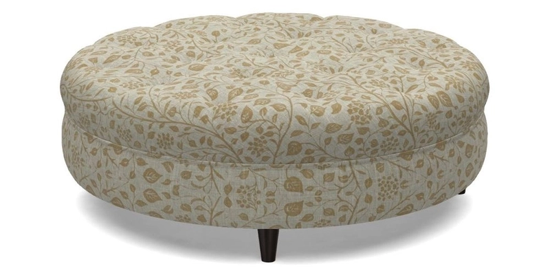 Helmsley Round Footstool in Linwood Omega Velvet Navy