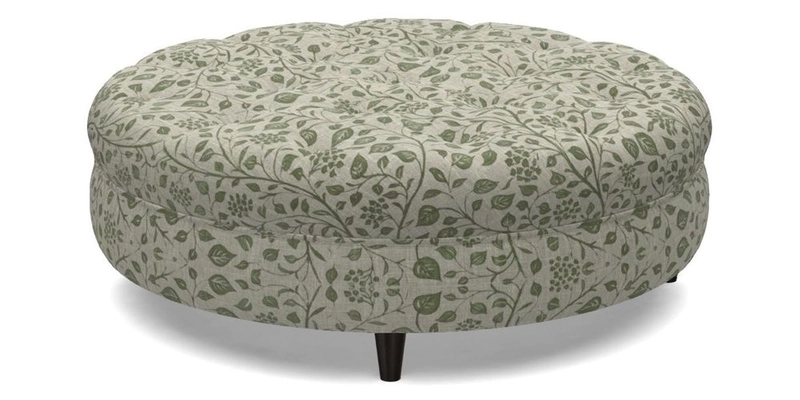 Helmsley Round Footstool in Linwood Omega Velvet Navy