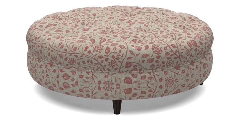 Helmsley Round Footstool in Linwood Omega Velvet Navy