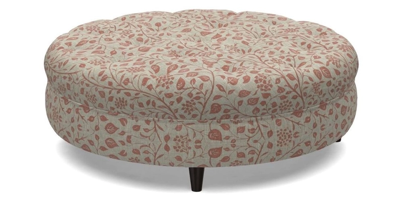 Helmsley Round Footstool in Linwood Omega Velvet Navy