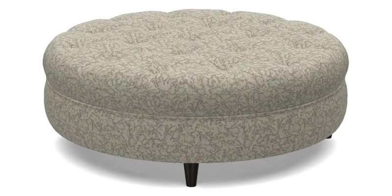 Helmsley Round Footstool in Linwood Omega Velvet Navy