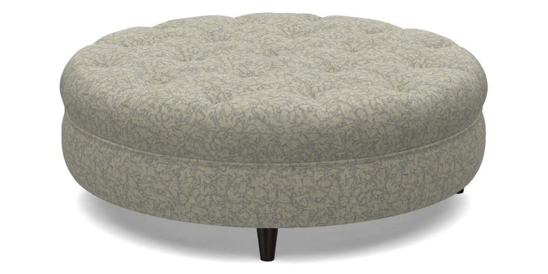 Helmsley Round Footstool in Linwood Omega Velvet Navy