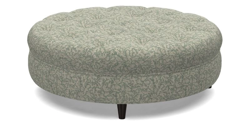 Helmsley Round Footstool in Linwood Omega Velvet Navy