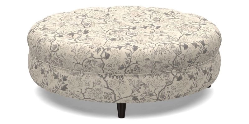 Helmsley Round Footstool in Linwood Omega Velvet Navy