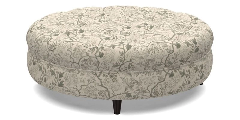 Helmsley Round Footstool in Linwood Omega Velvet Navy