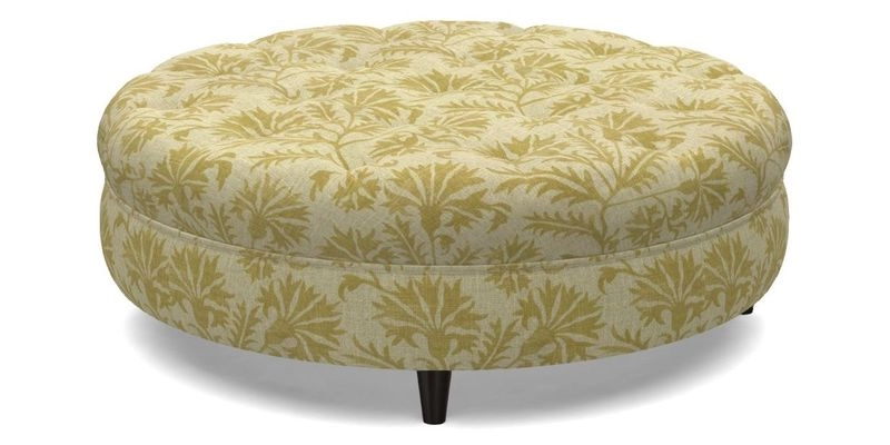 Helmsley Round Footstool in Linwood Omega Velvet Navy