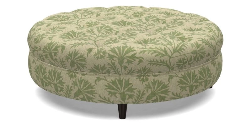 Helmsley Round Footstool in Linwood Omega Velvet Navy