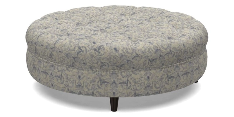 Helmsley Round Footstool in Linwood Omega Velvet Navy