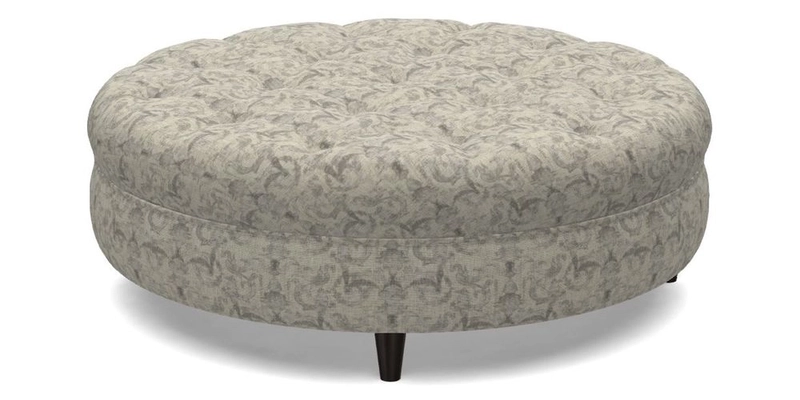 Helmsley Round Footstool in Linwood Omega Velvet Navy