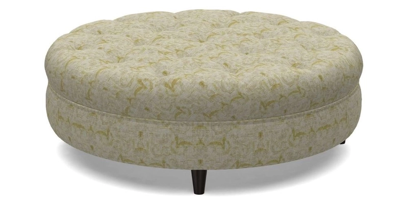 Helmsley Round Footstool in Linwood Omega Velvet Navy