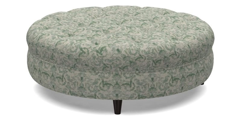 Helmsley Round Footstool in Linwood Omega Velvet Navy