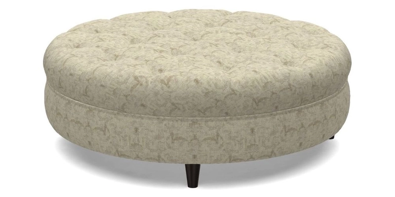 Helmsley Round Footstool in Linwood Omega Velvet Navy