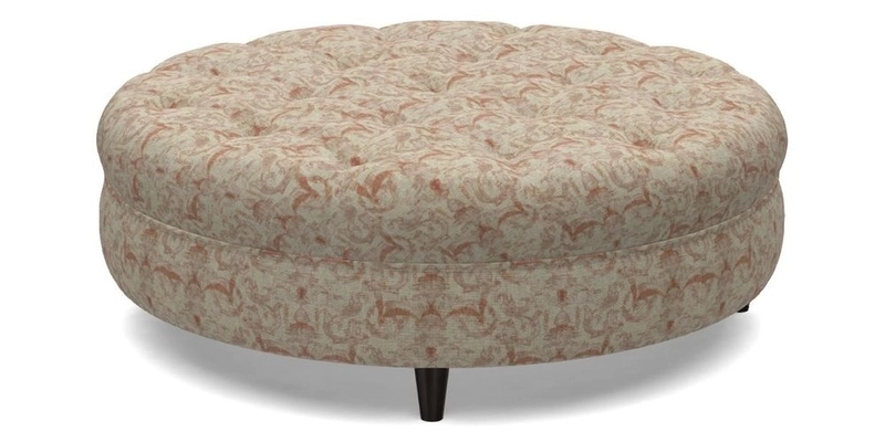 Helmsley Round Footstool in Linwood Omega Velvet Navy