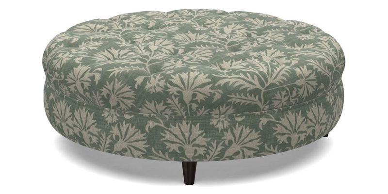 Helmsley Round Footstool in Linwood Omega Velvet Navy