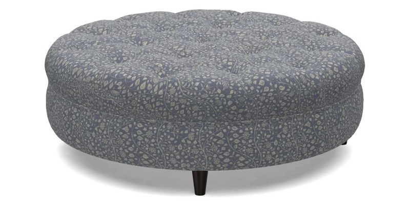 Helmsley Round Footstool in Linwood Omega Velvet Navy