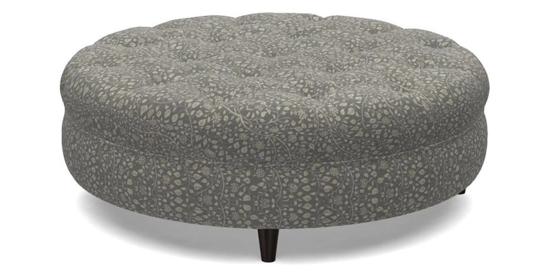 Helmsley Round Footstool in Linwood Omega Velvet Navy