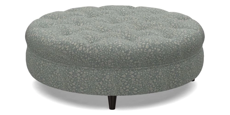 Helmsley Round Footstool in Linwood Omega Velvet Navy