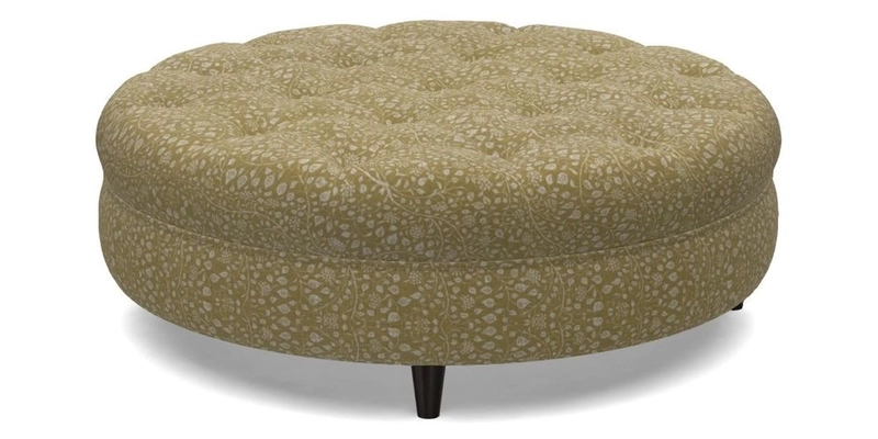 Helmsley Round Footstool in Linwood Omega Velvet Navy