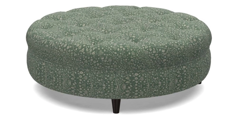 Helmsley Round Footstool in Linwood Omega Velvet Navy