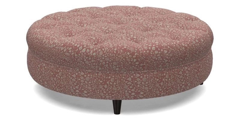 Helmsley Round Footstool in Linwood Omega Velvet Navy