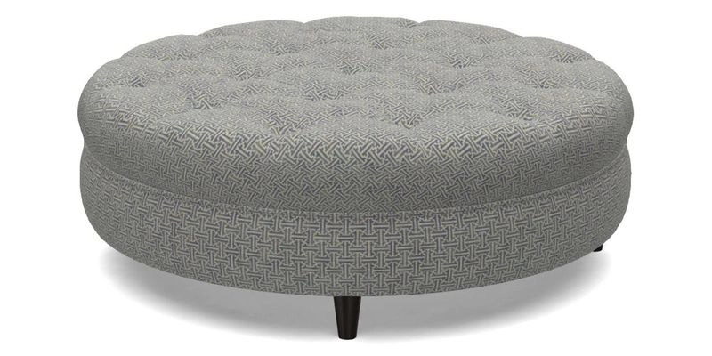 Helmsley Round Footstool in Linwood Omega Velvet Navy