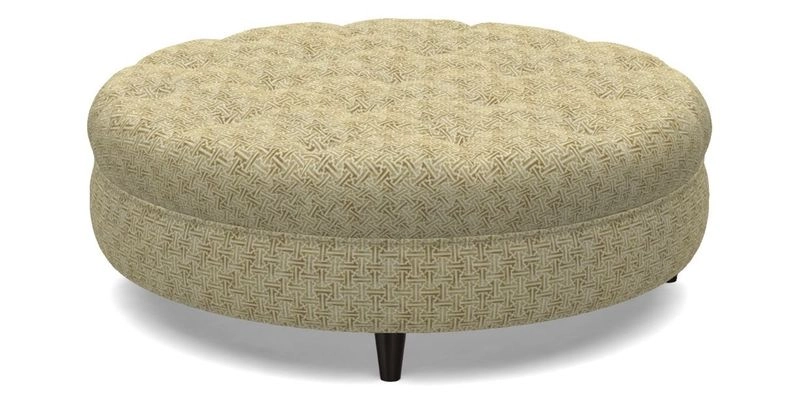 Helmsley Round Footstool in Linwood Omega Velvet Navy