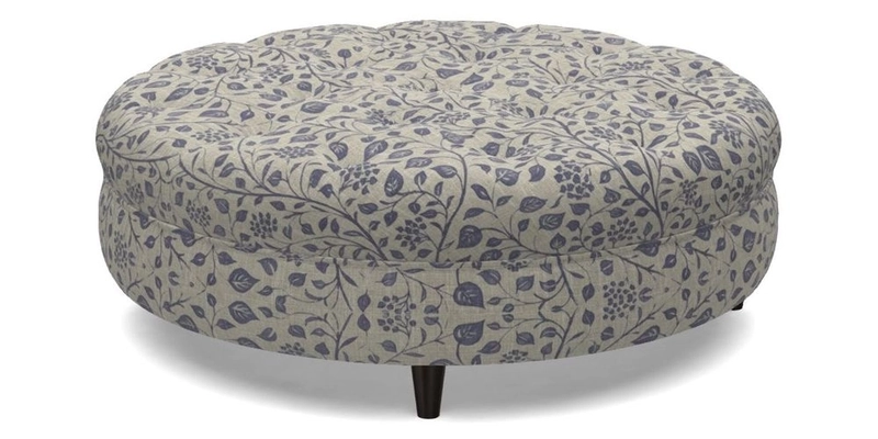 Helmsley Round Footstool in Linwood Omega Velvet Navy