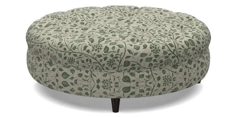 Helmsley Round Footstool in Linwood Omega Velvet Navy