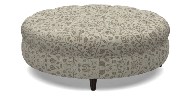 Helmsley Round Footstool in Linwood Omega Velvet Navy