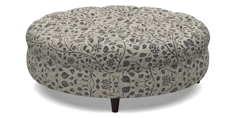 Helmsley Round Footstool in Linwood Omega Velvet Navy