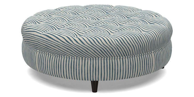 Helmsley Round Footstool in Linwood Omega Velvet Navy