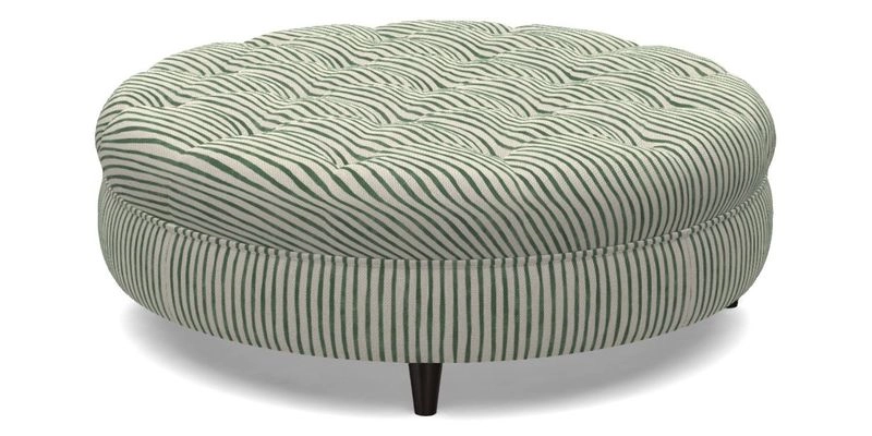Helmsley Round Footstool in Linwood Omega Velvet Navy