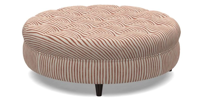 Helmsley Round Footstool in Linwood Omega Velvet Navy