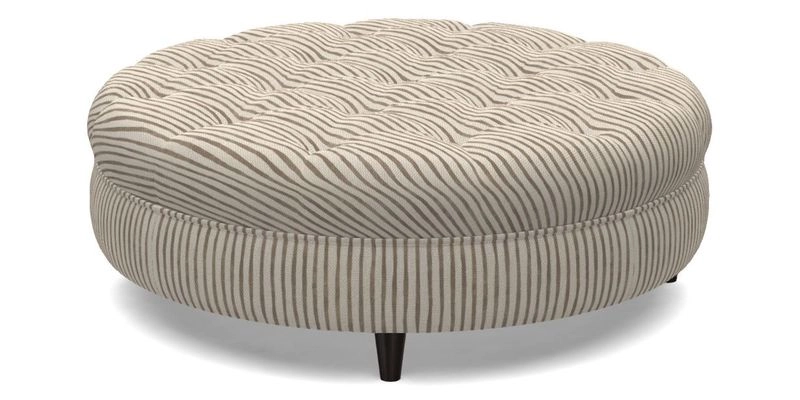 Helmsley Round Footstool in Linwood Omega Velvet Navy