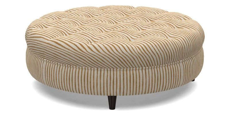 Helmsley Round Footstool in Linwood Omega Velvet Navy