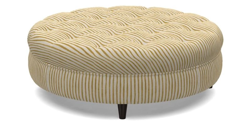Helmsley Round Footstool in Linwood Omega Velvet Navy