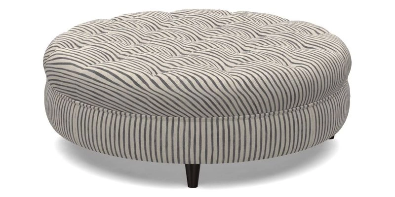 Helmsley Round Footstool in Linwood Omega Velvet Navy