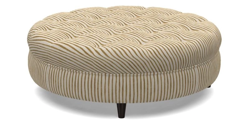 Helmsley Round Footstool in Linwood Omega Velvet Navy