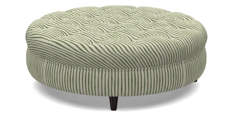 Helmsley Round Footstool in Linwood Omega Velvet Navy